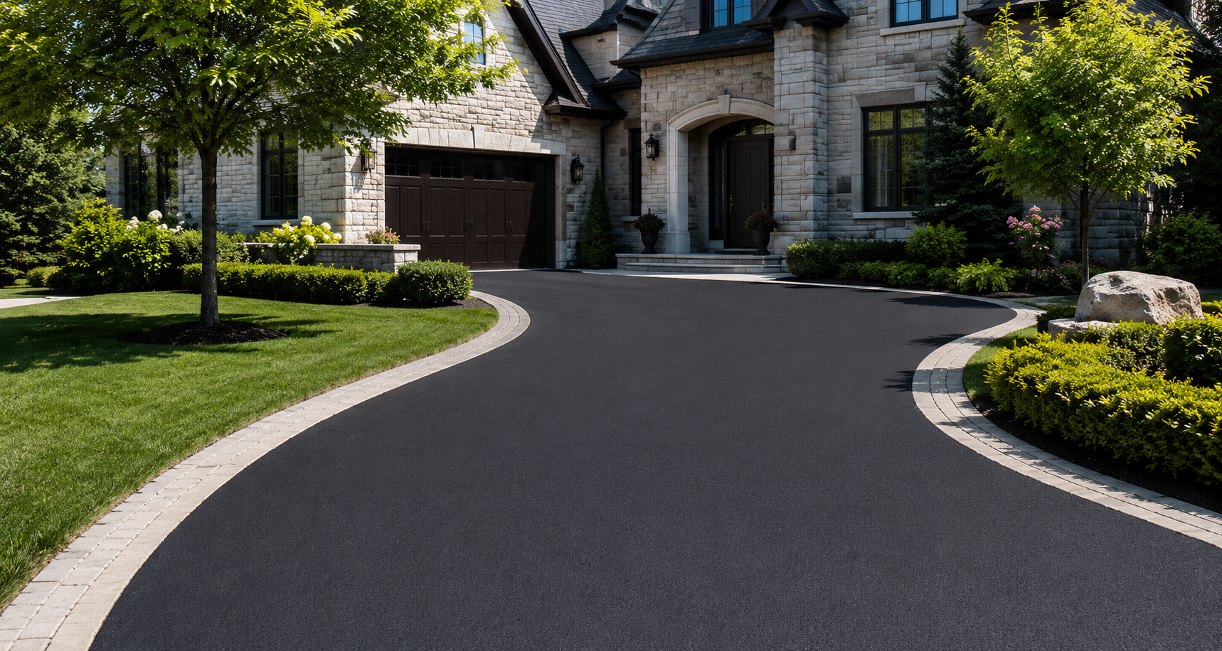 Freshly paved asphalt driveway by Bama Georgia Paving in Talladega, AL
